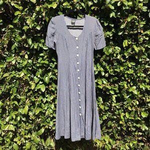 Vintage Floral Button-Front Midi Dress